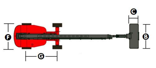 الأبعاد في وضع الطي (التخزين)