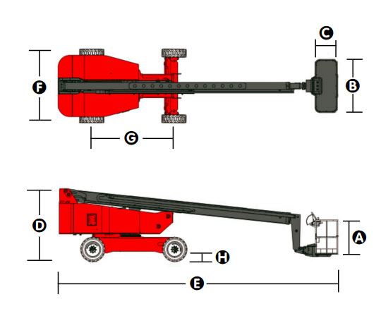 الأبعاد في وضع الطي (التخزين)