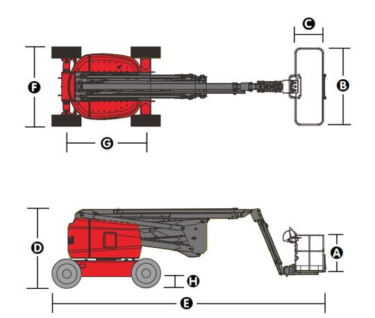 الأبعاد في وضع الطي (التخزين)