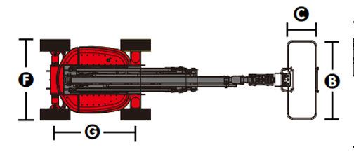 الأبعاد في وضع الطي (التخزين)